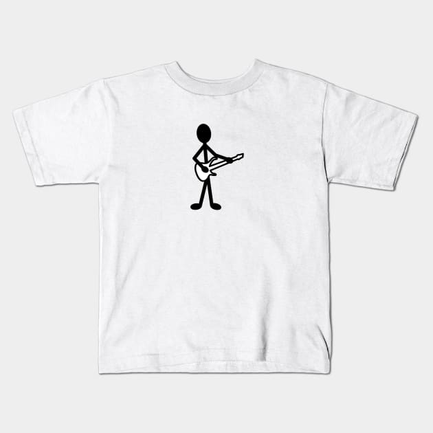 Guitarist Musician Stick Figure Kids T-Shirt by WarriorWoman